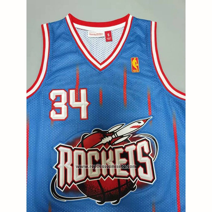 Camiseta Houston Rockets Hakeem Olajuwon #34 Mitchell & Ness 1996-97 Azul